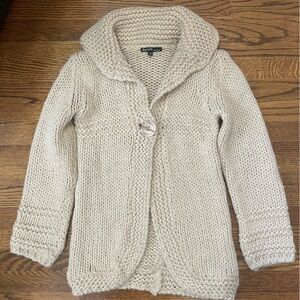 Berretti Knit Cardigan Sweater Italian Wool Mohair Beige Size Small